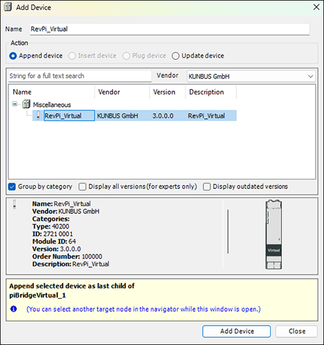 revpi codesys add virtual