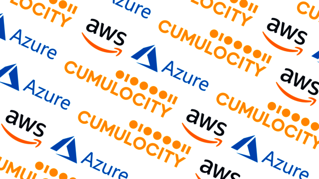 Logos der Cloud-Plattformen: Amazon Web Services (AWS), Microsoft Azure und Cumulocity IoT.