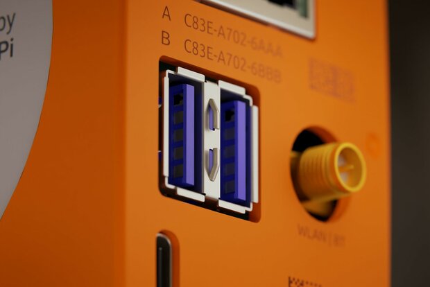 Close-up of the two USB A ports of the RevPi Connect