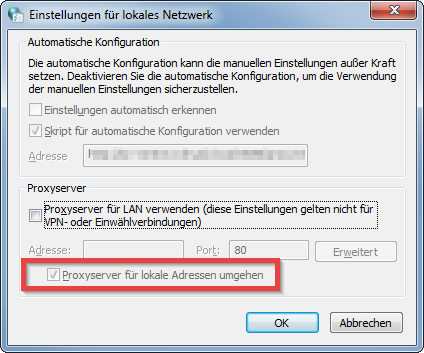 Enable bypass for local IP addresses