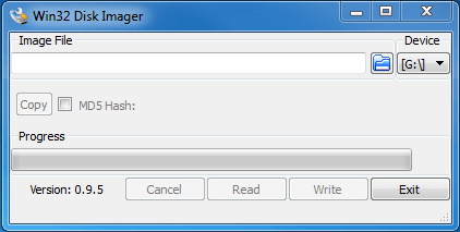 Win 32 Disk Imager start window Screenshot