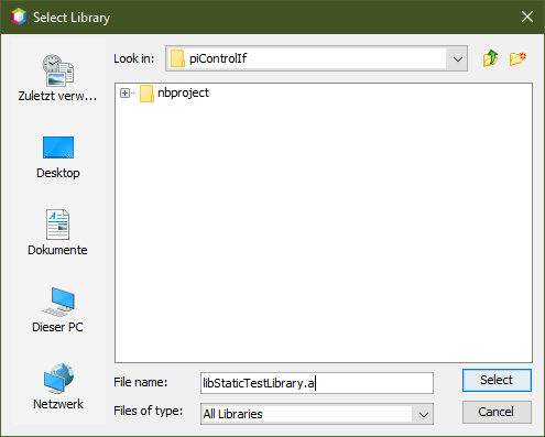 Screenshot of a Netbeans dialog box in which the library name is entered